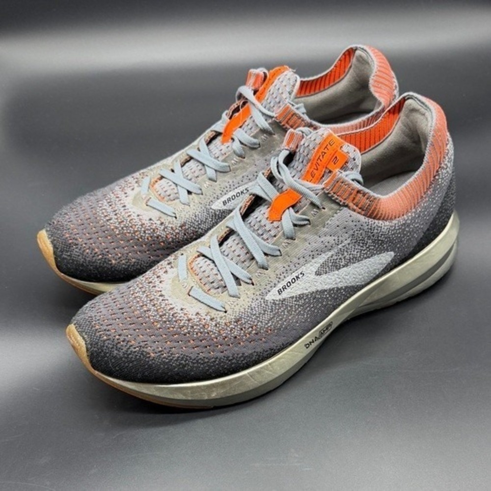 Brooks Running Shoes Mens 11 Levitate 2 Gray Orange DNA‎ AMP 1102901D026